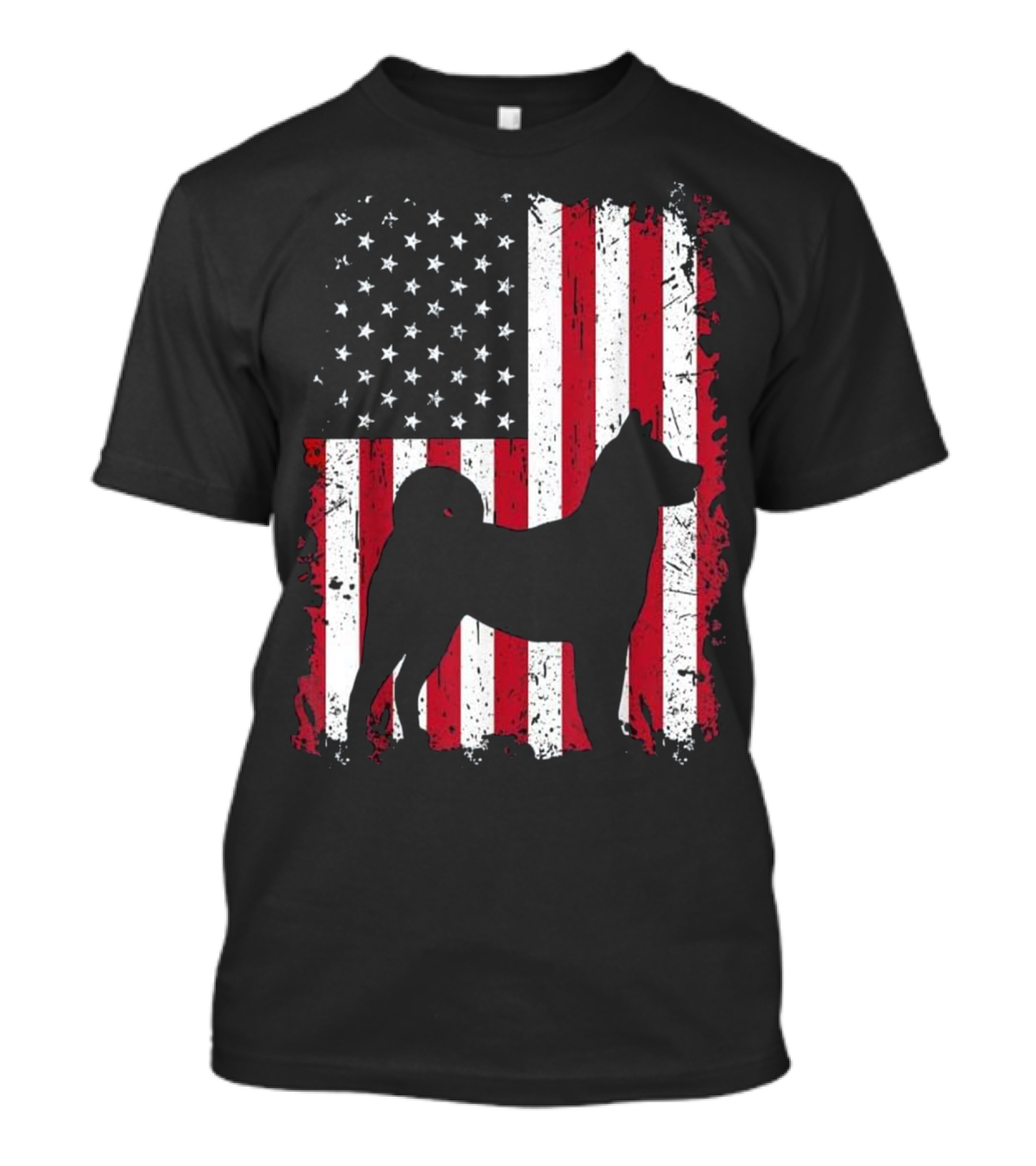 Akita Silhouette On American Flag Patriotic 4th Of July USA T-Shirt