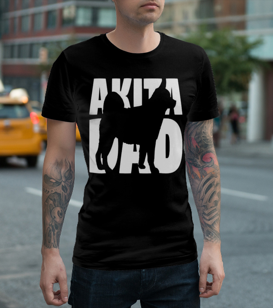 Akita Dad Dog Father Akita Silhouette Canine Dad T-Shirt