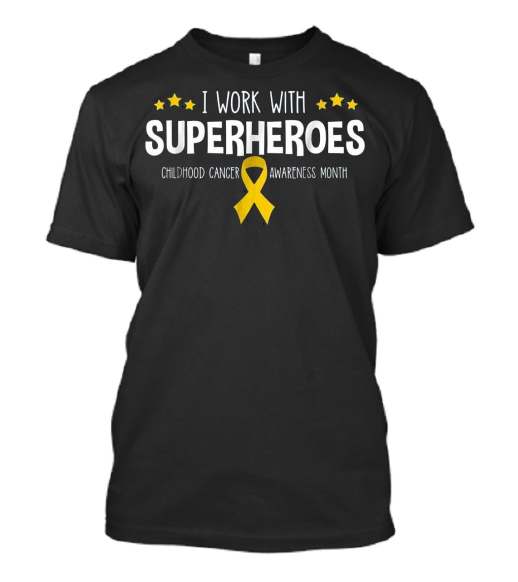 I Work With Superheroes Pediatric Oncology RN Childhood Cancer Awareness Month T-Shirt