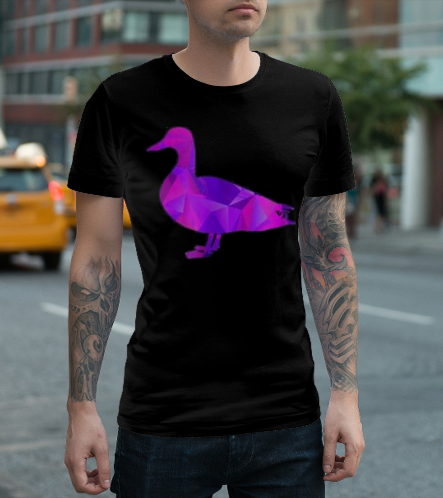 I Love Ducks Waterfowl Geometric Purple T-Shirt