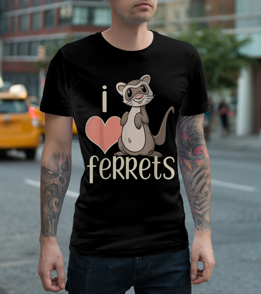 I Love Ferrets Cute Cartoon T-Shirt