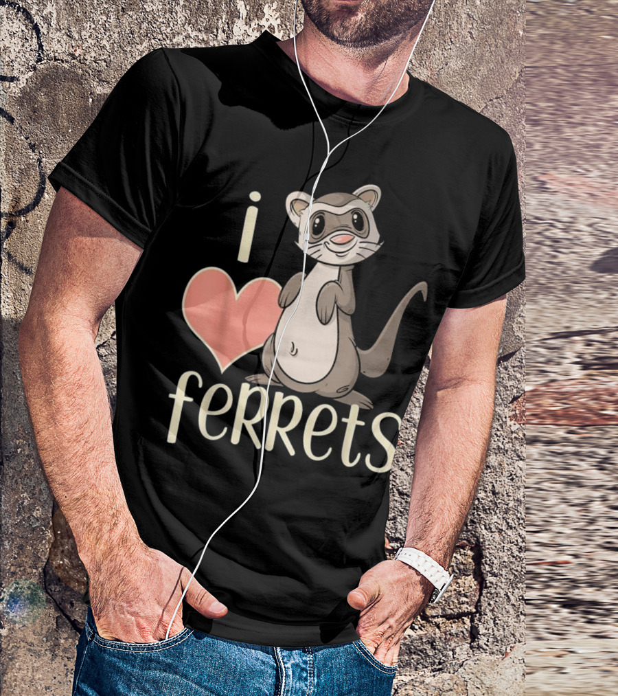 I Love Ferrets Cute Cartoon T-Shirt