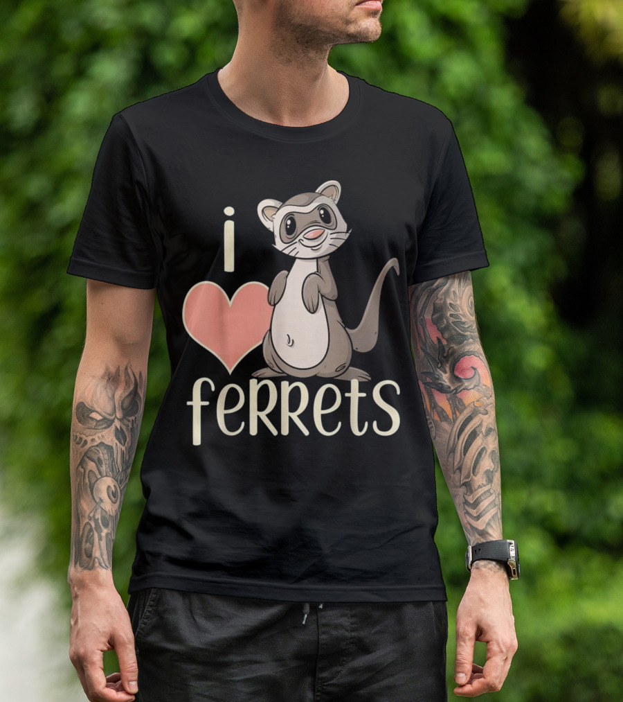 I Love Ferrets Cute Cartoon T-Shirt
