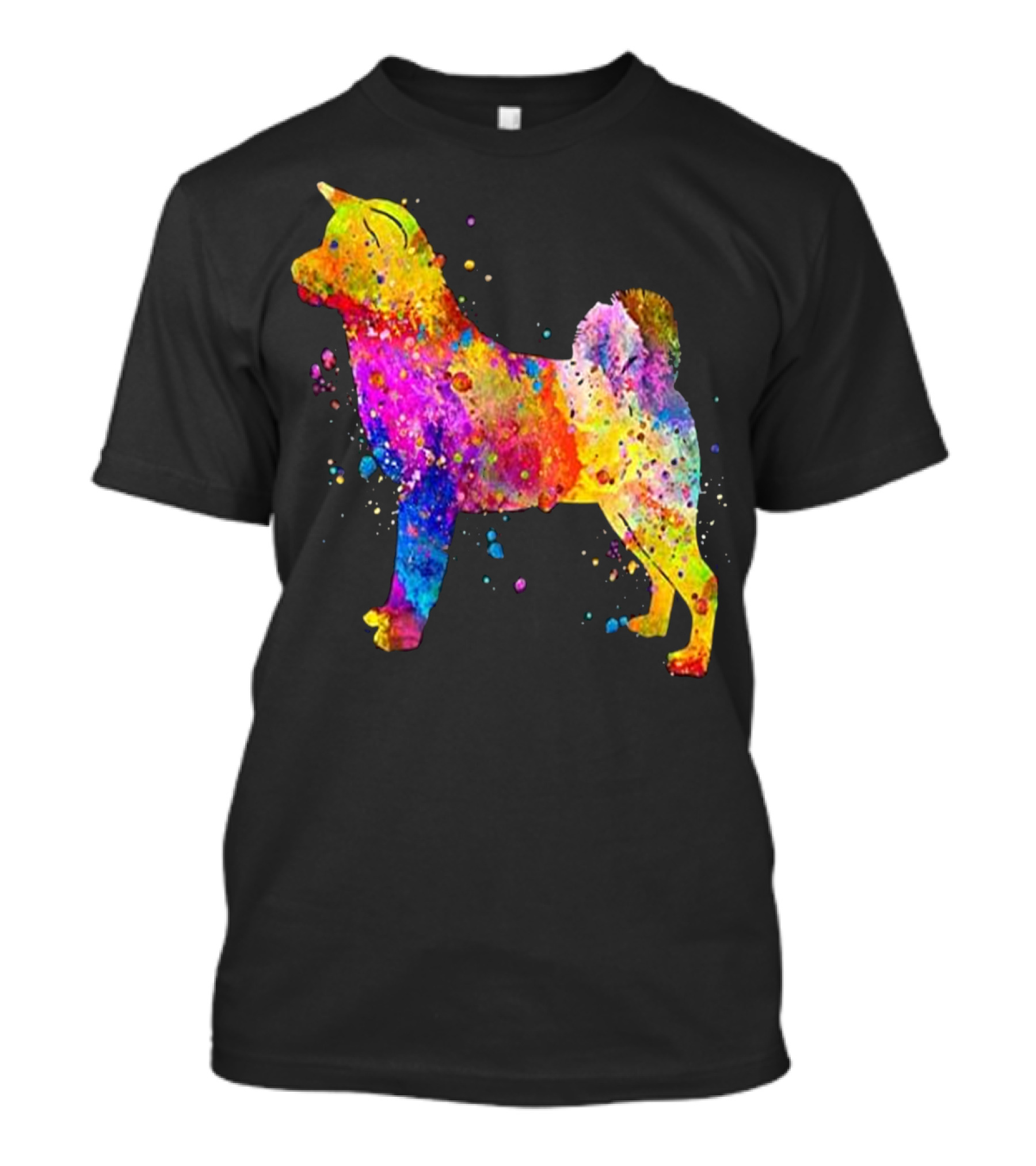 Watercolor Rainbow Akita Dog T-Shirt