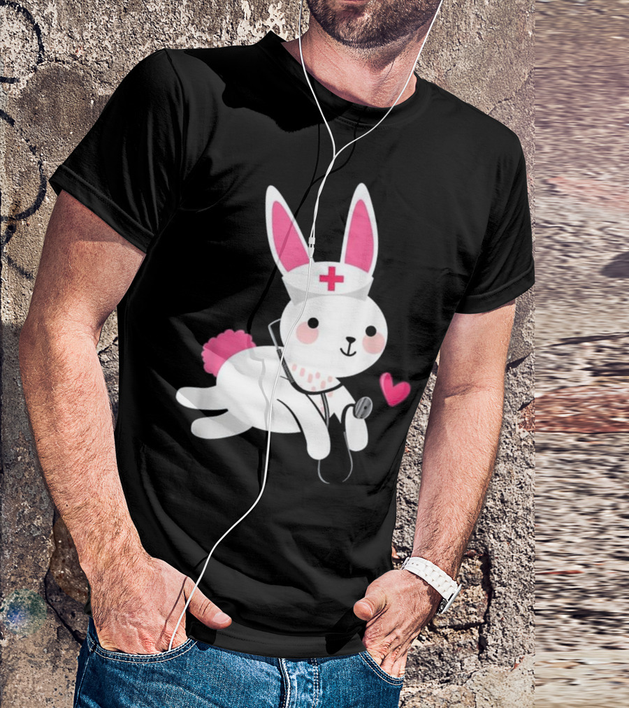 Easter Bunny Nurse With Stethoscope And Heart T-Shirt