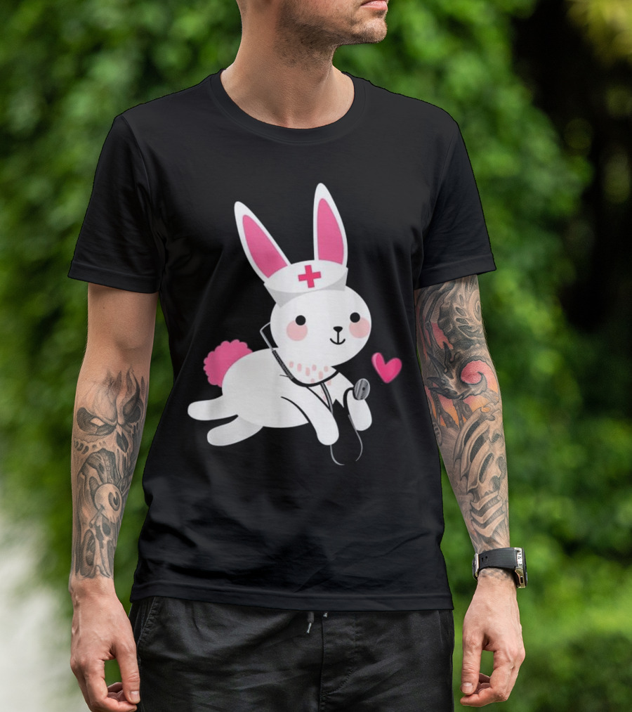 Easter Bunny Nurse With Stethoscope And Heart T-Shirt