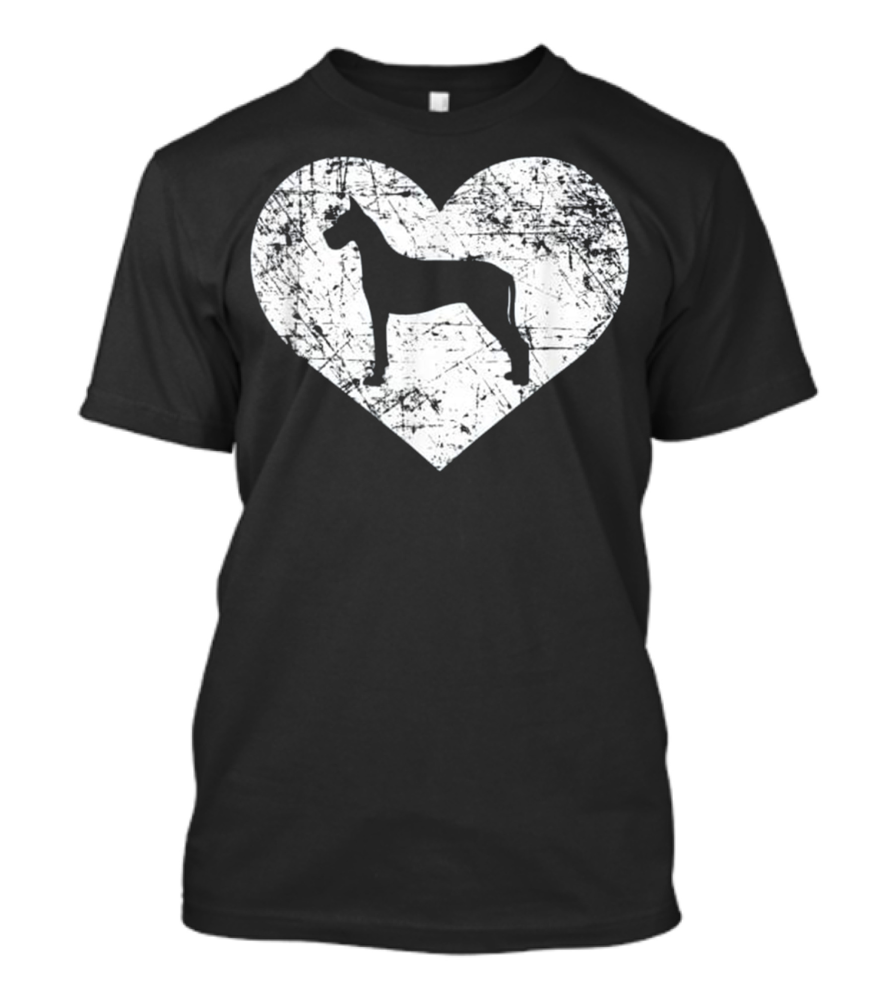 I Love Great Dane Dog Heart Silhouette Funny Cute Pet T-Shirt