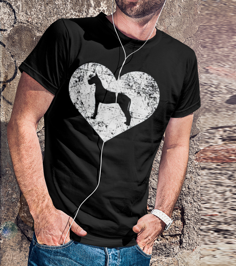 I Love Great Dane Dog Heart Silhouette Funny Cute Pet T-Shirt