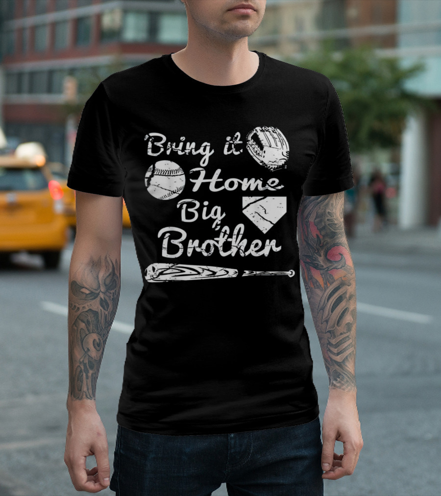 Bring It Home Big Brother Baseball Glove Bat Diamond T-Shirt