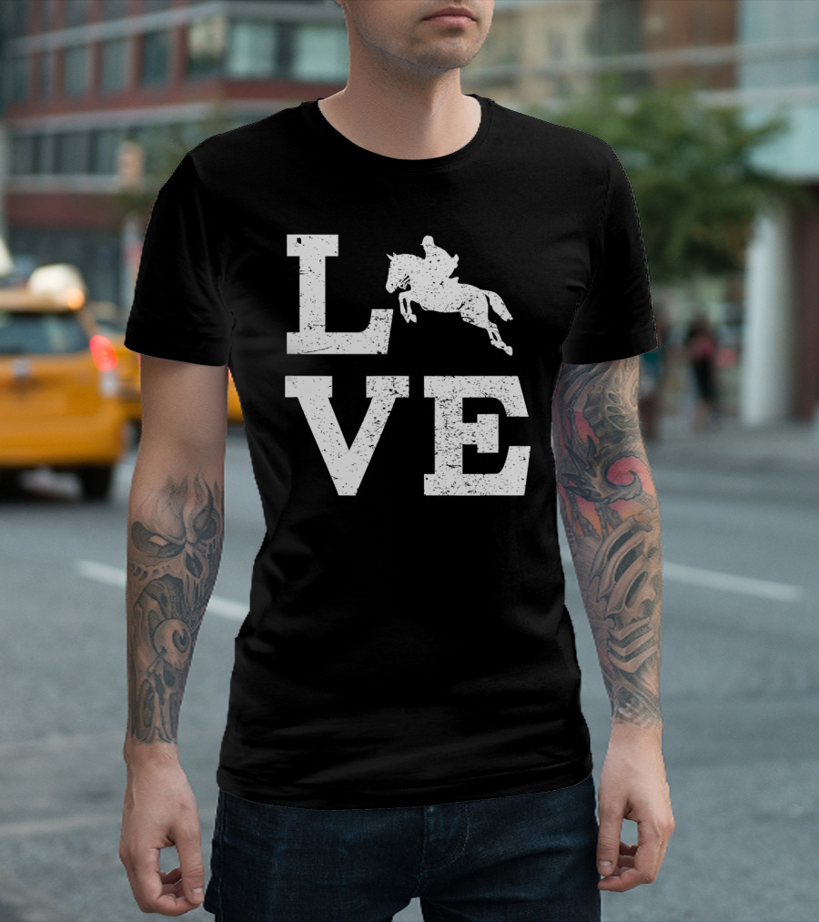LOVE Horse Jumping Enthusiast Rider T-Shirt