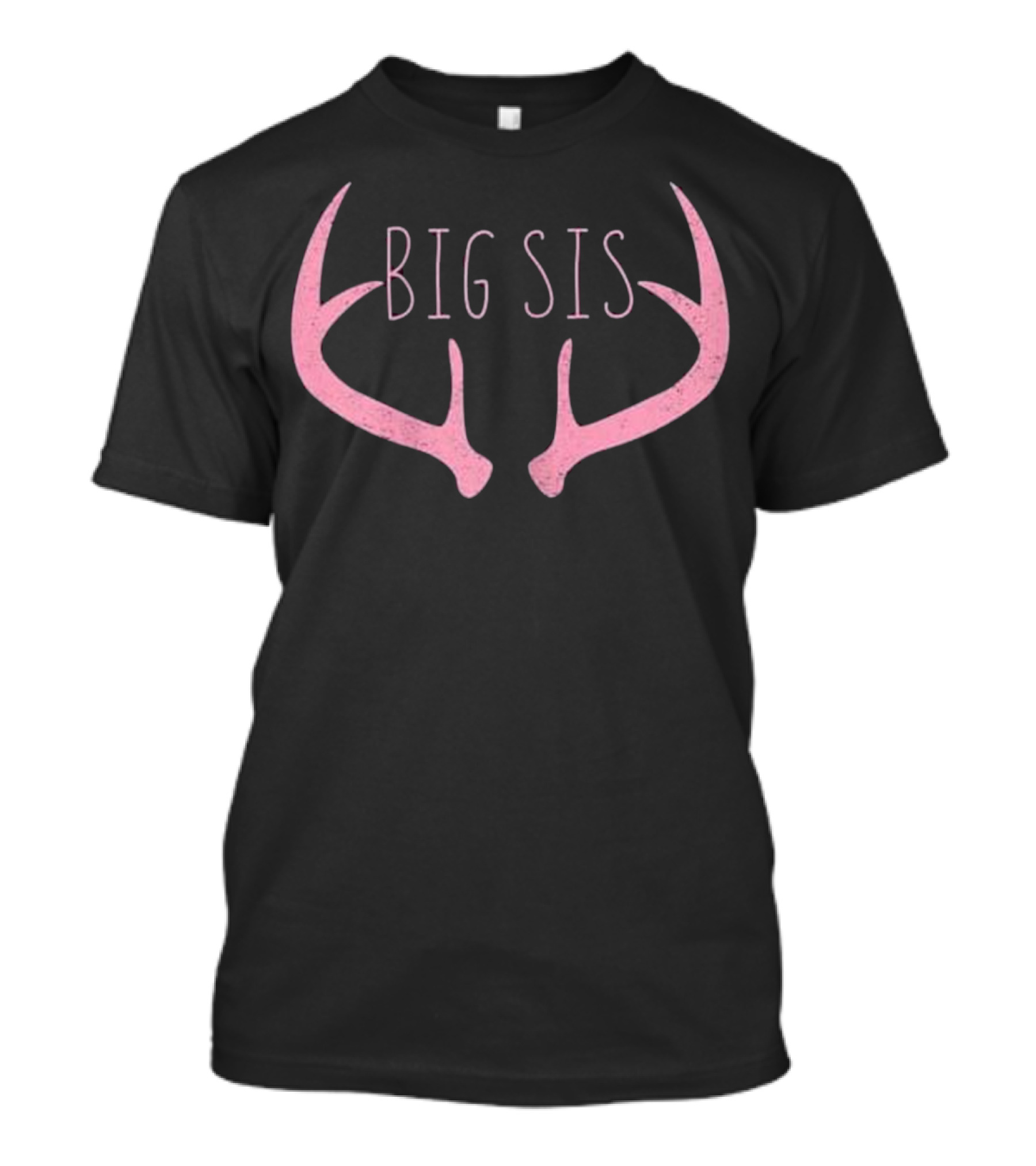 Big Sis Deer Antlers Pink T-Shirt