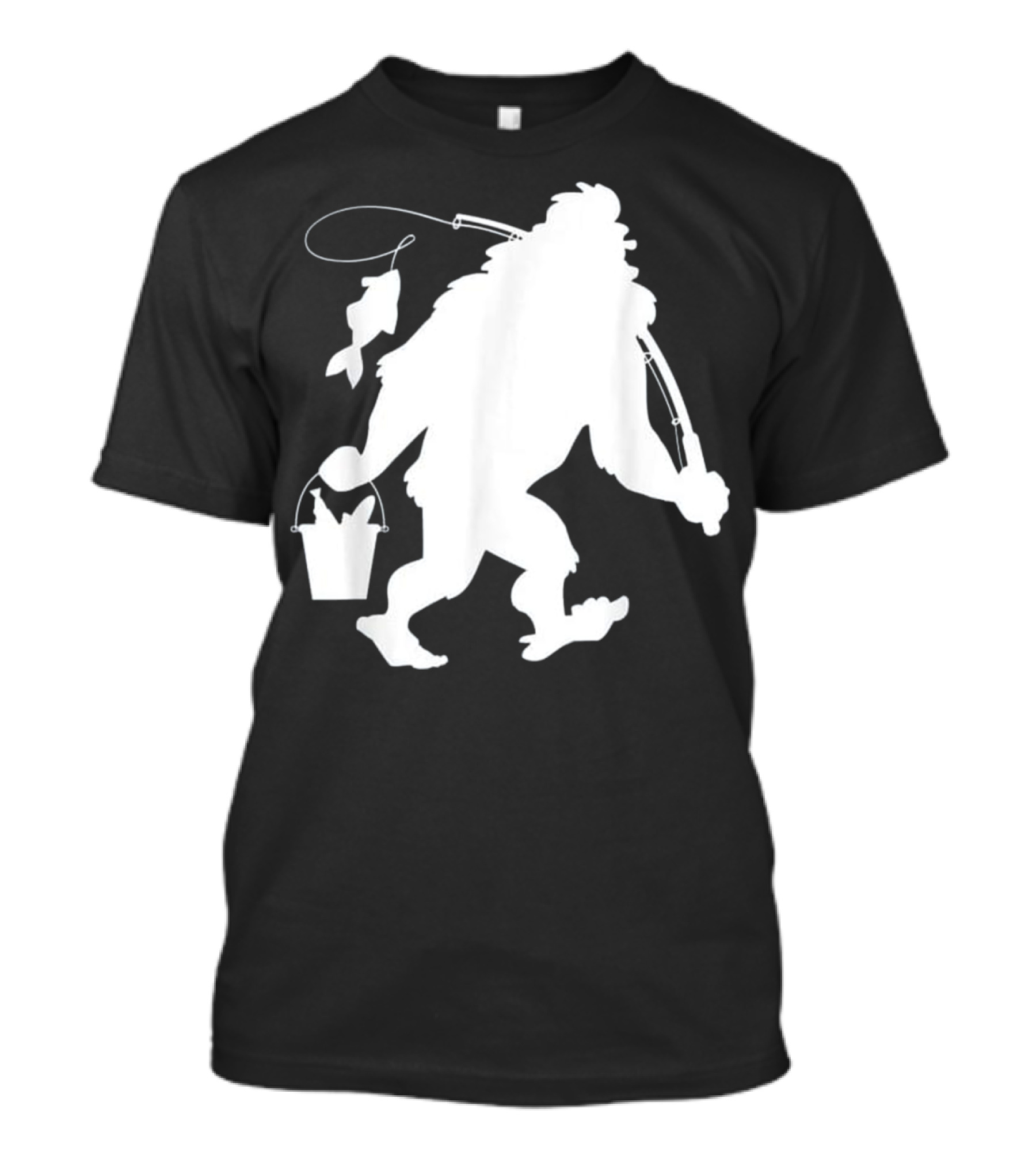 BIGFOOT FISHING BIG FOOT SASQUAT CATCHING FISH T-Shirt