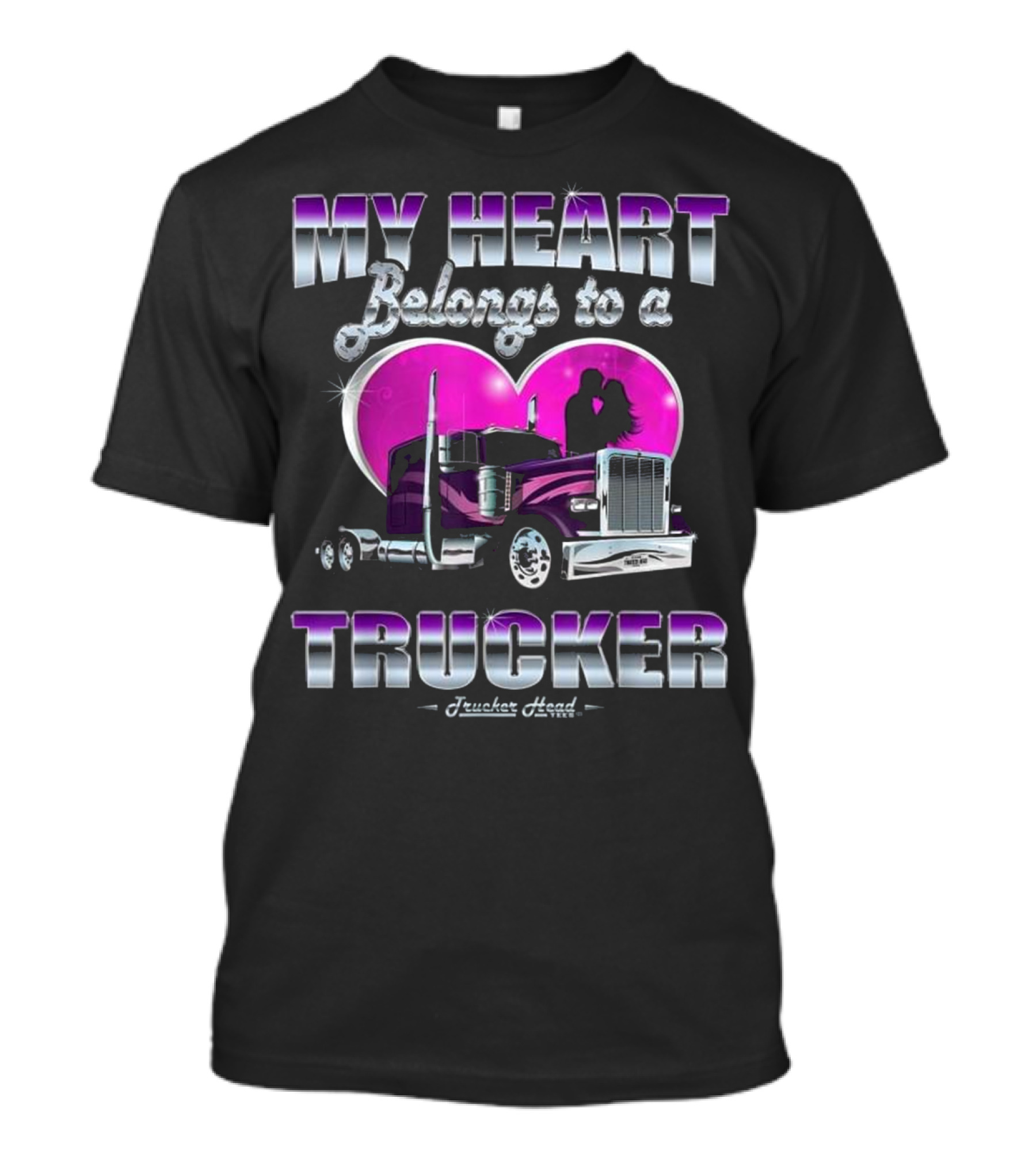 My Heart Belongs To A Trucker Truckers Head T-Shirt