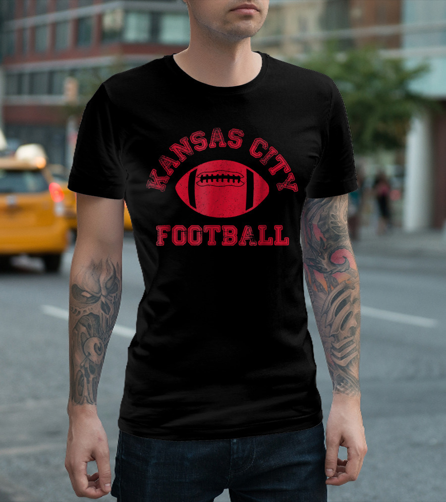 Kansas City Distressed Football T-Shirt