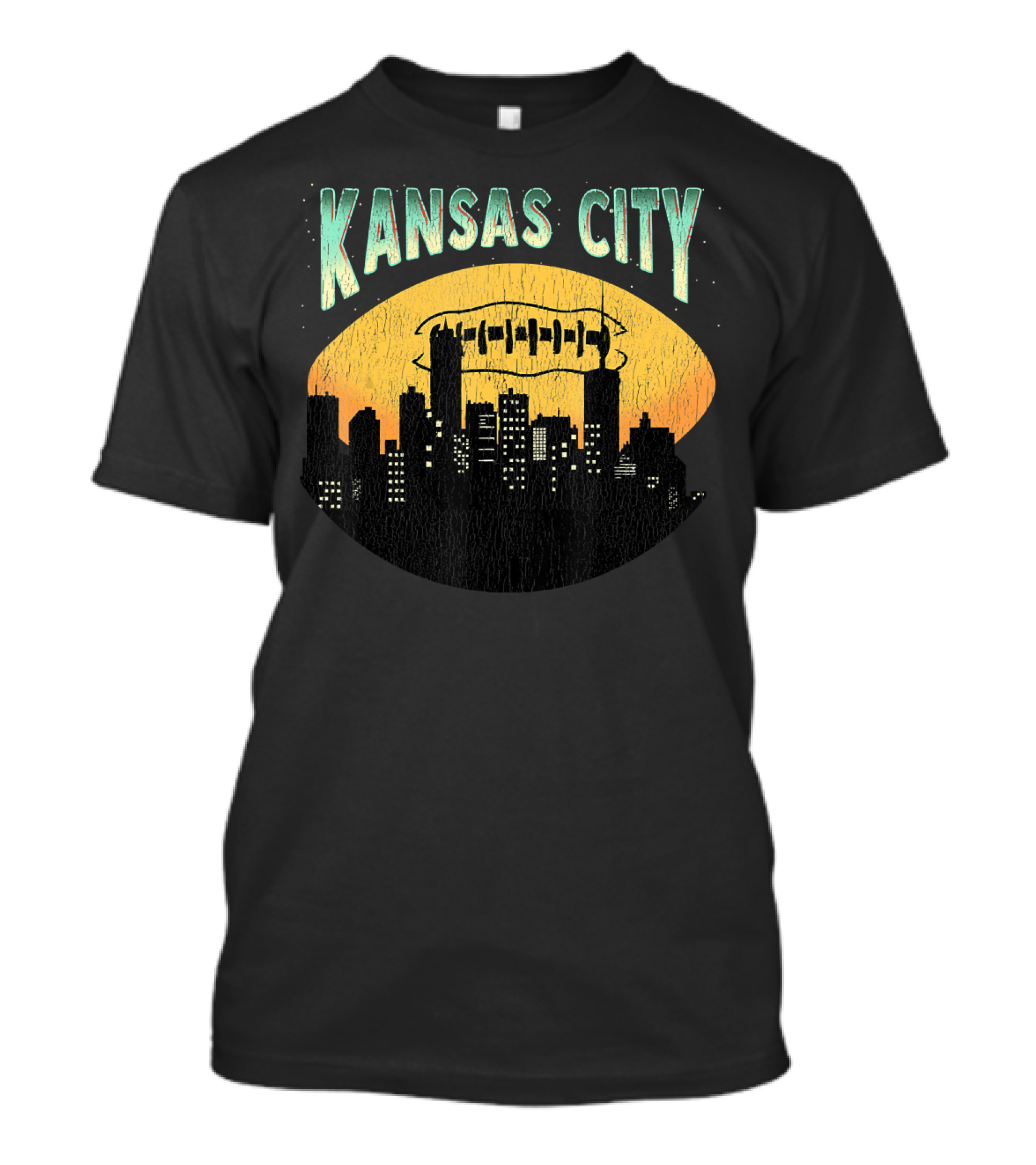 Kansas City Football Skyline At Sunset T-Shirt