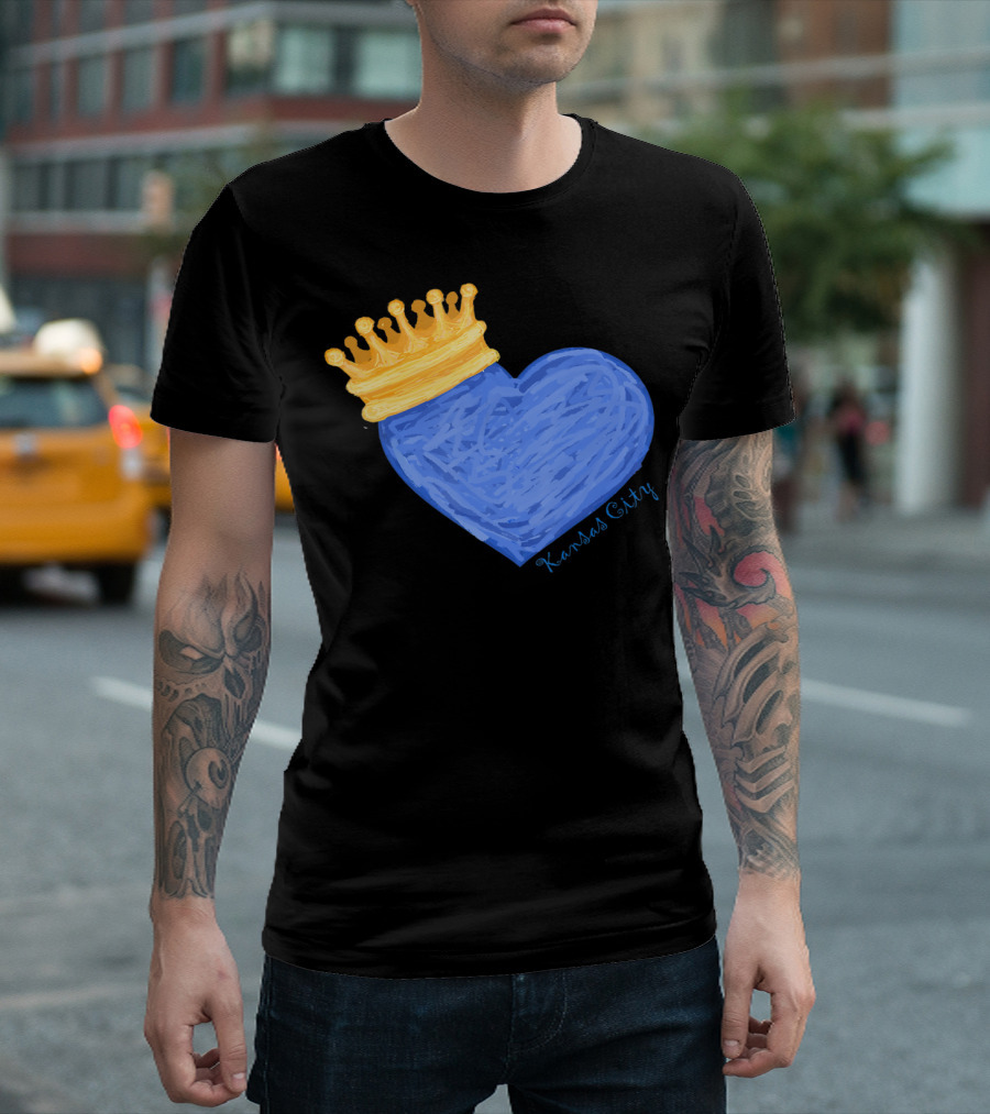 Kansas City Blue Heart with Gold Crown T-Shirt