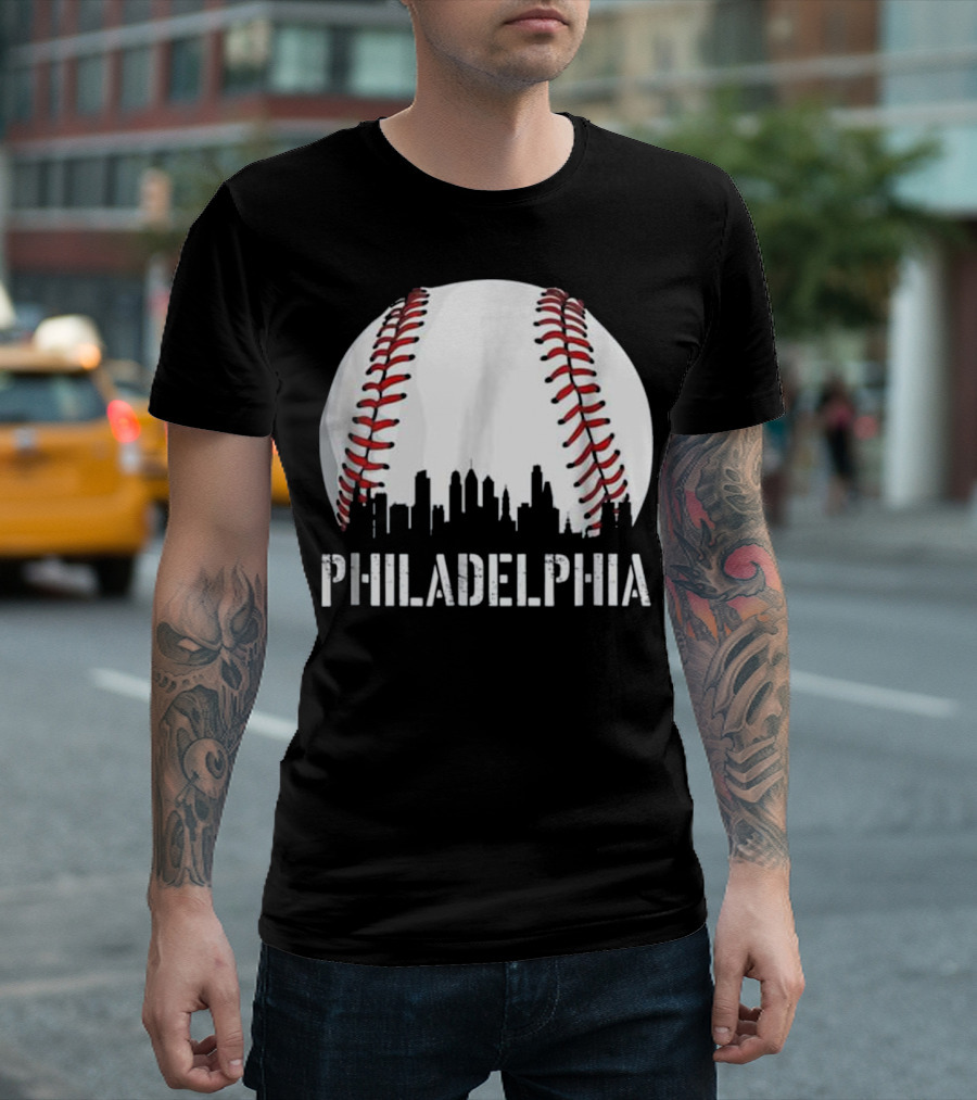 Philadelphia Baseball Philly Downtown Skyline T-Shirt