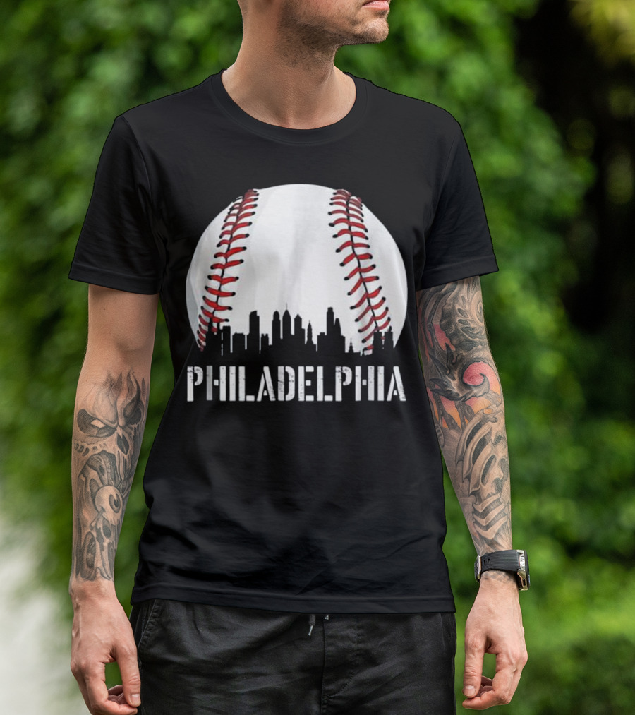 Philadelphia Baseball Philly Downtown Skyline T-Shirt