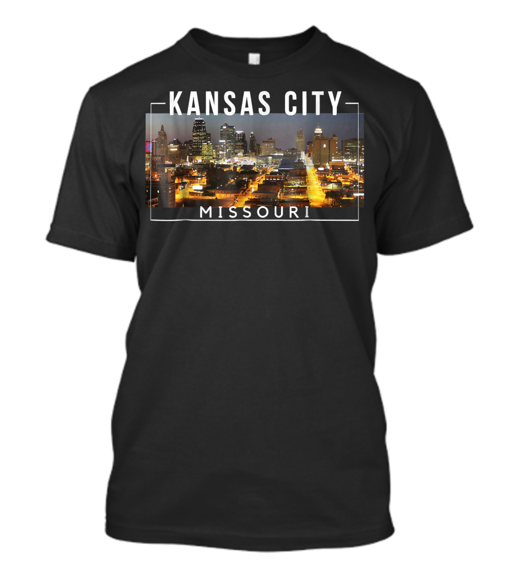 Kansas City Missouri City Of Fountains Skyline Night View T-Shirt