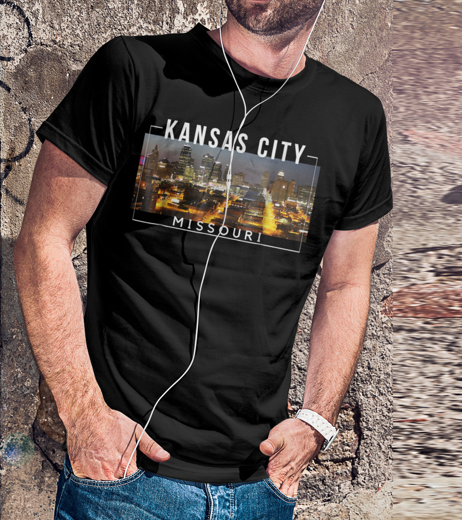 Kansas City Missouri City Of Fountains Skyline Night View T-Shirt
