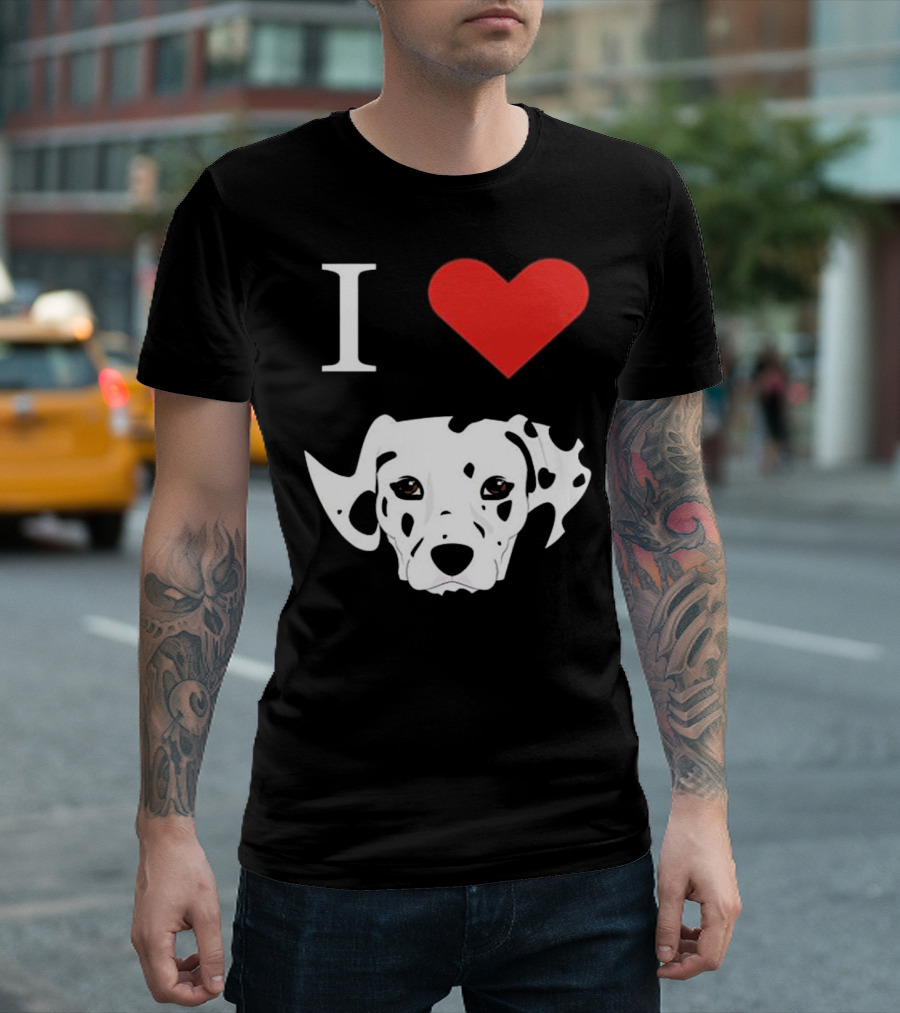 I Heart Dalmatian Dog Head With Red Love T-Shirt