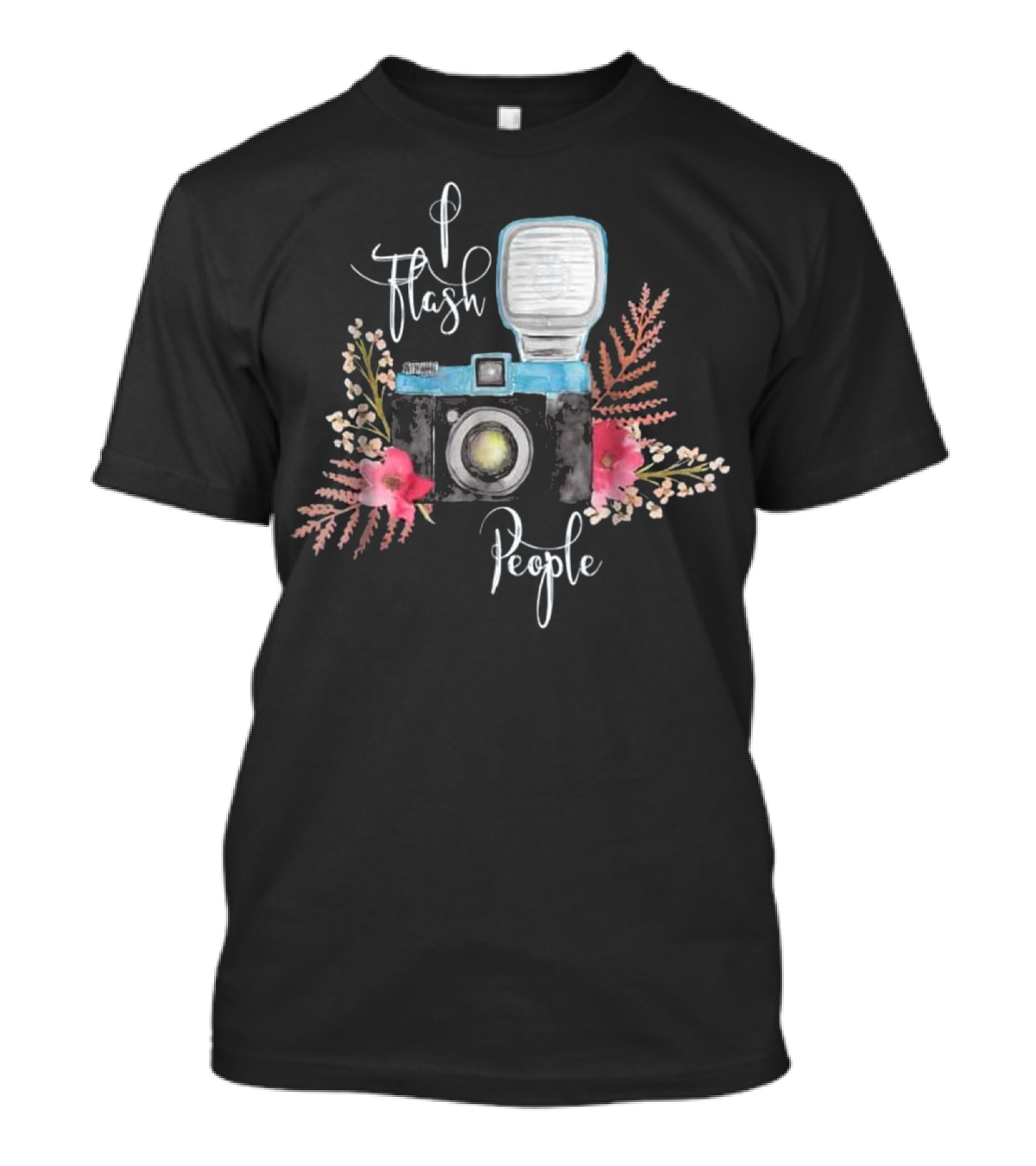 I Flash People Retro Camera Floral T-Shirt