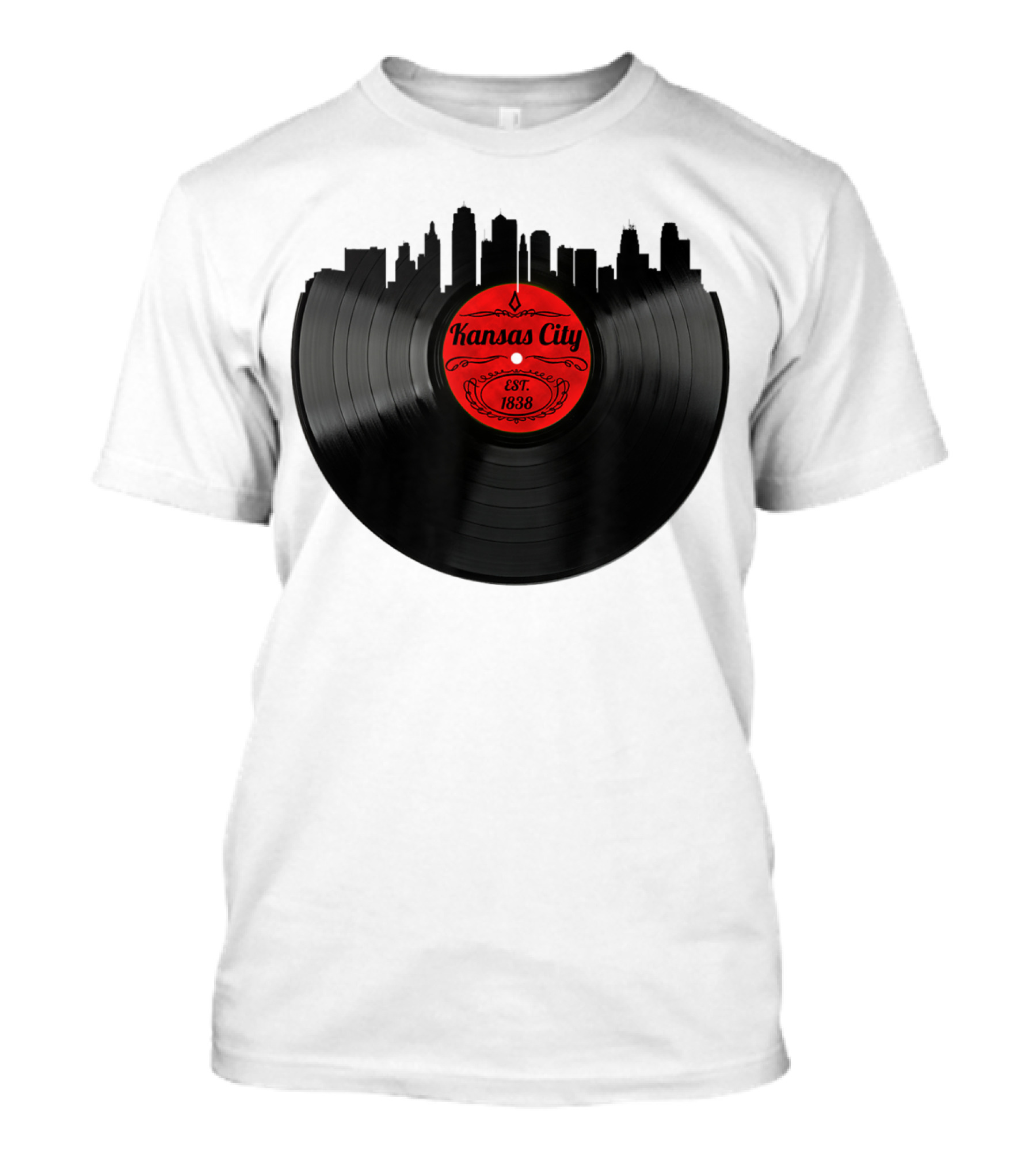 Kansas City Kansas KS Vintage Vinyl Skyline Est. 1838 T-Shirt
