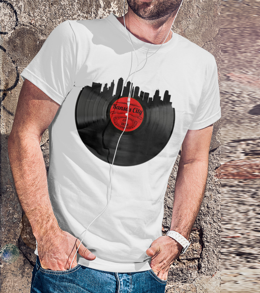 Kansas City Kansas KS Vintage Vinyl Skyline Est. 1838 T-Shirt