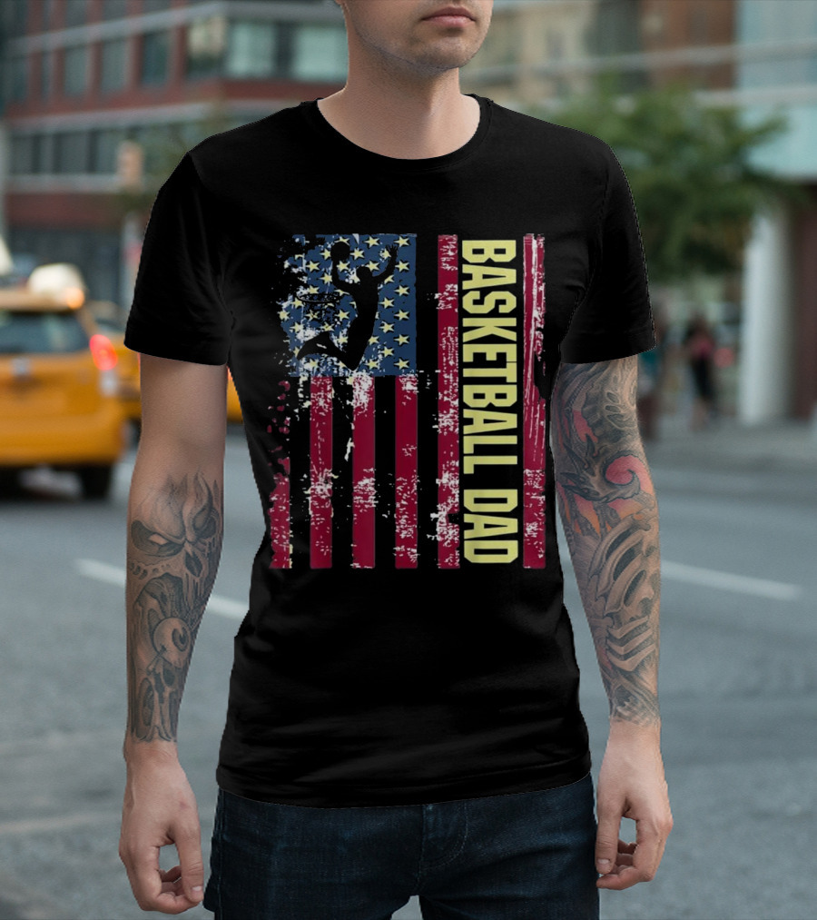 Basketball Dad American Flag Silhouette Jumper T-Shirt