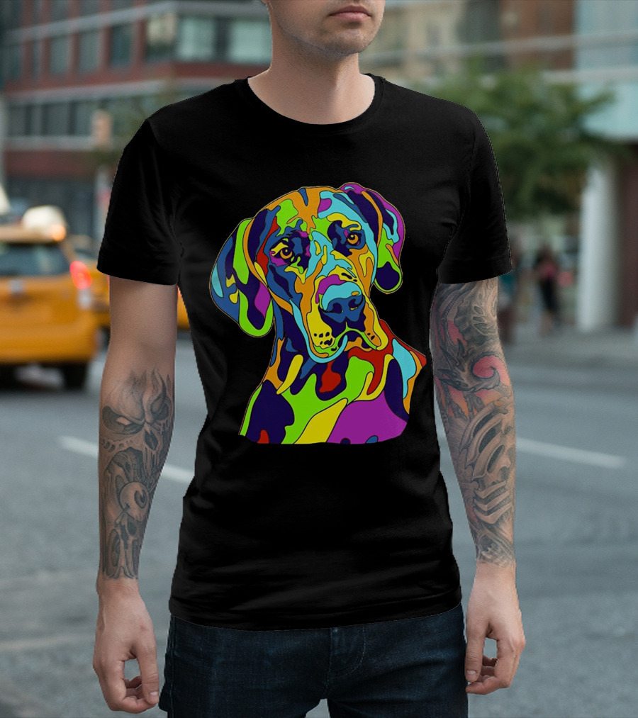 Great Dane Funny Splash Colorful Dog Art Pop T-Shirt