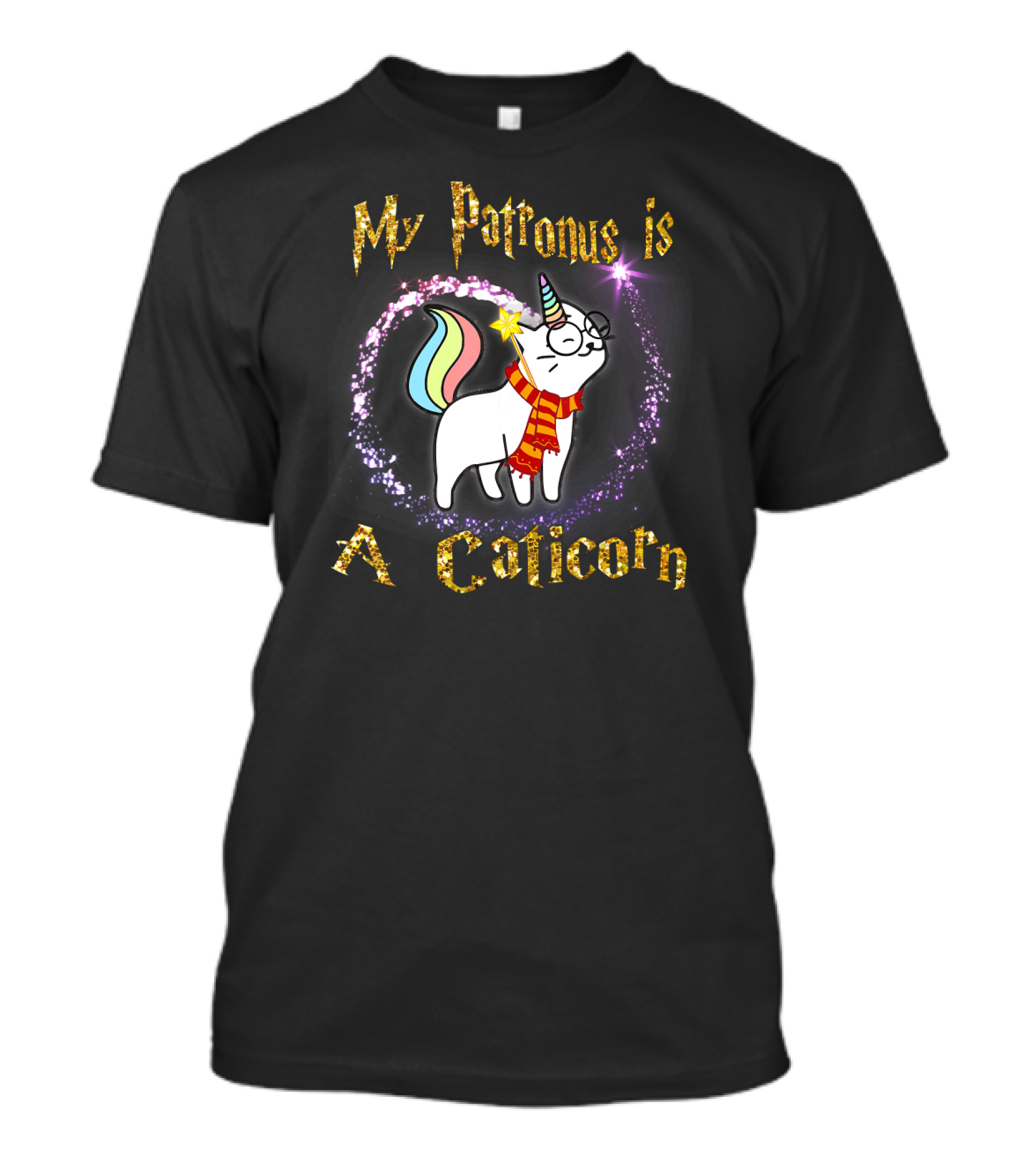 My Patronus Is A Caticorn With Magic Sparkle Potion And Scarf T-Shirt