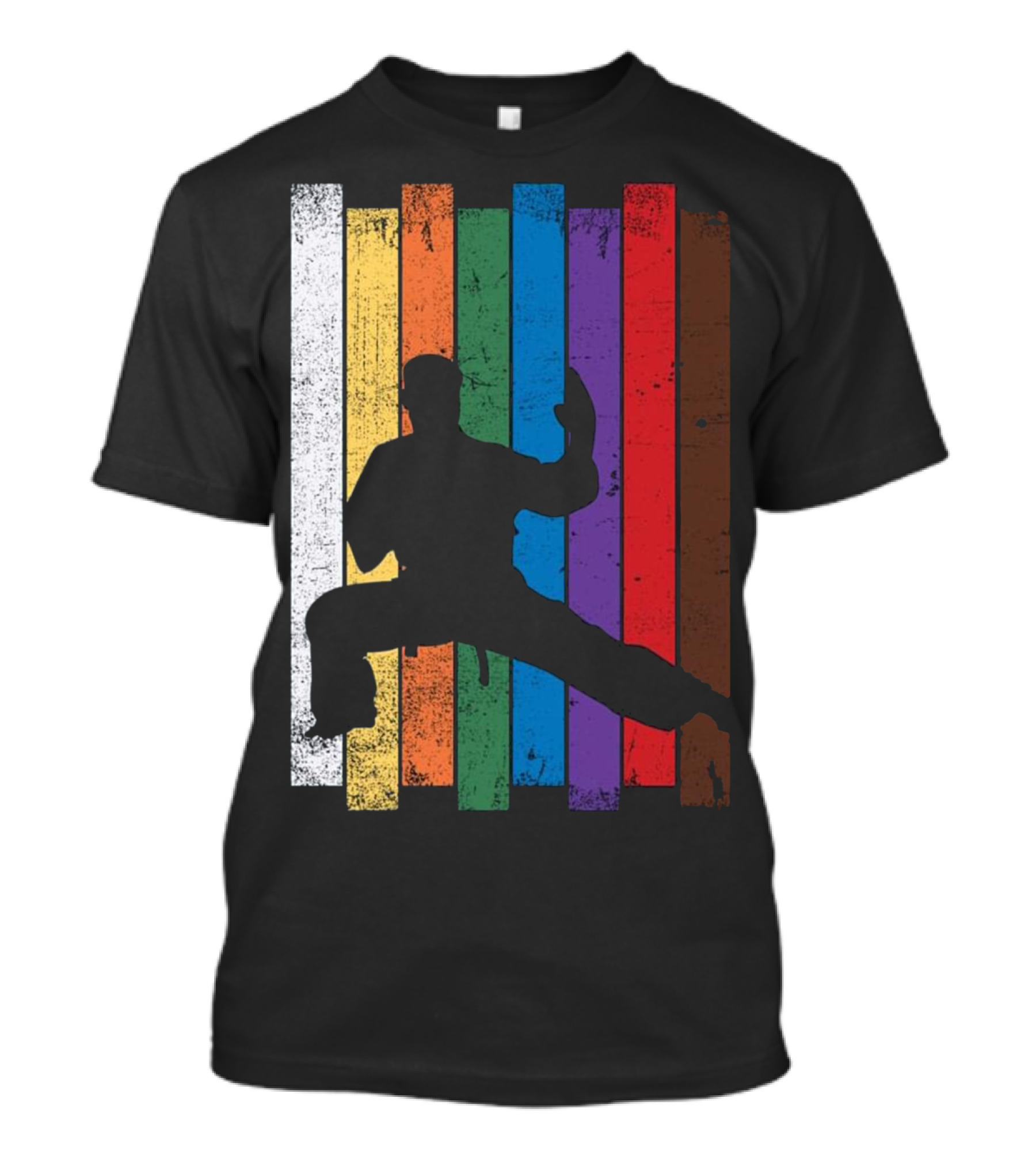 Karate Belt Colors Silhouette Martial Arts Pose T-Shirt