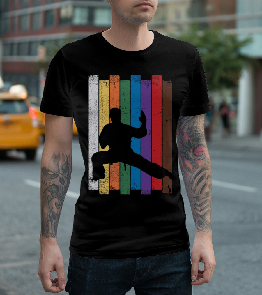 Karate Belt Colors Silhouette Martial Arts Pose T-Shirt