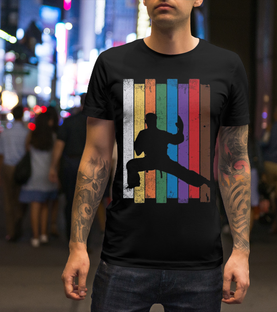 Karate Belt Colors Silhouette Martial Arts Pose T-Shirt
