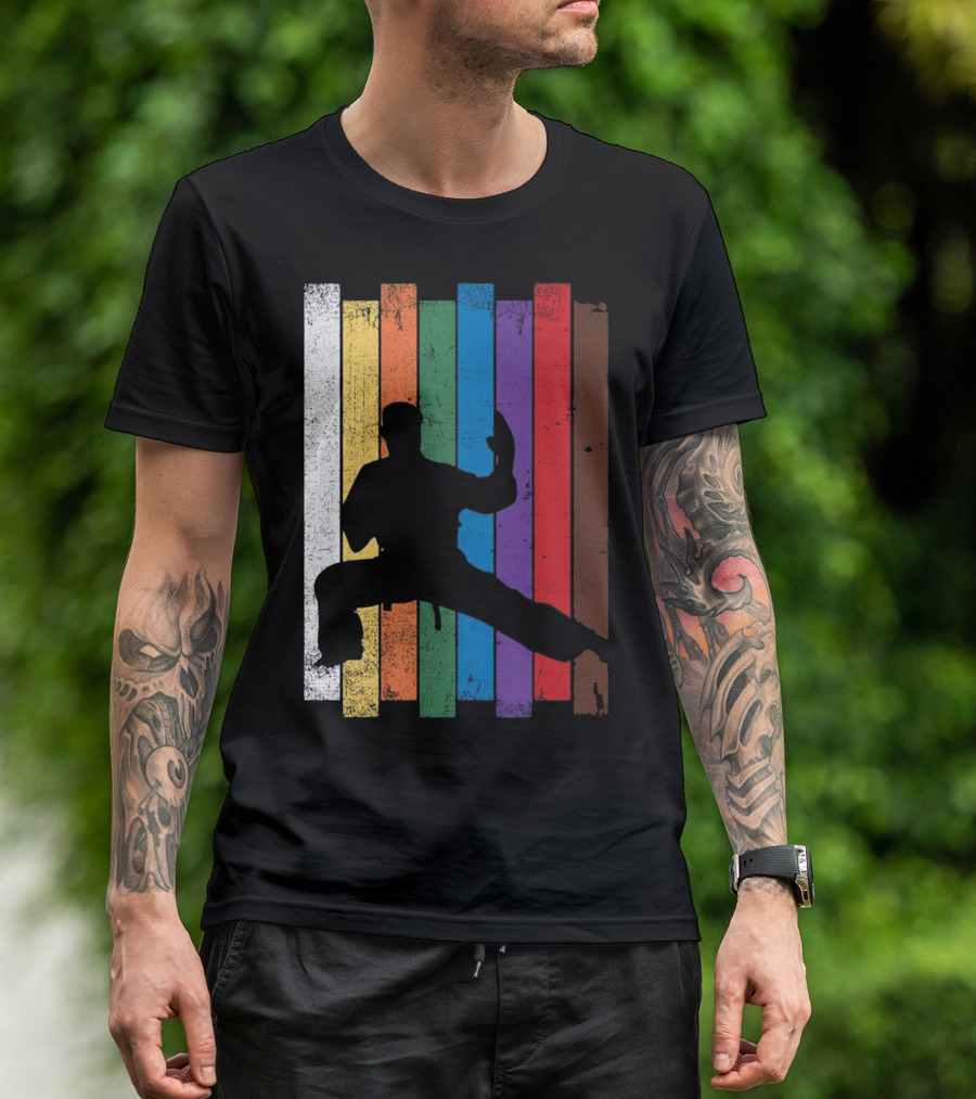 Karate Belt Colors Silhouette Martial Arts Pose T-Shirt