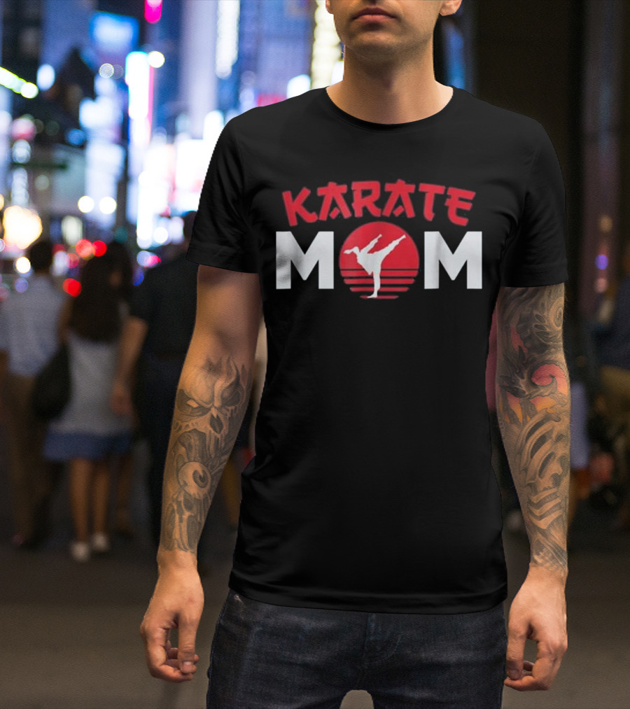 Karate Mom Shotokan Shito Ryu Kick Silhouette Japan Sun T-Shirt
