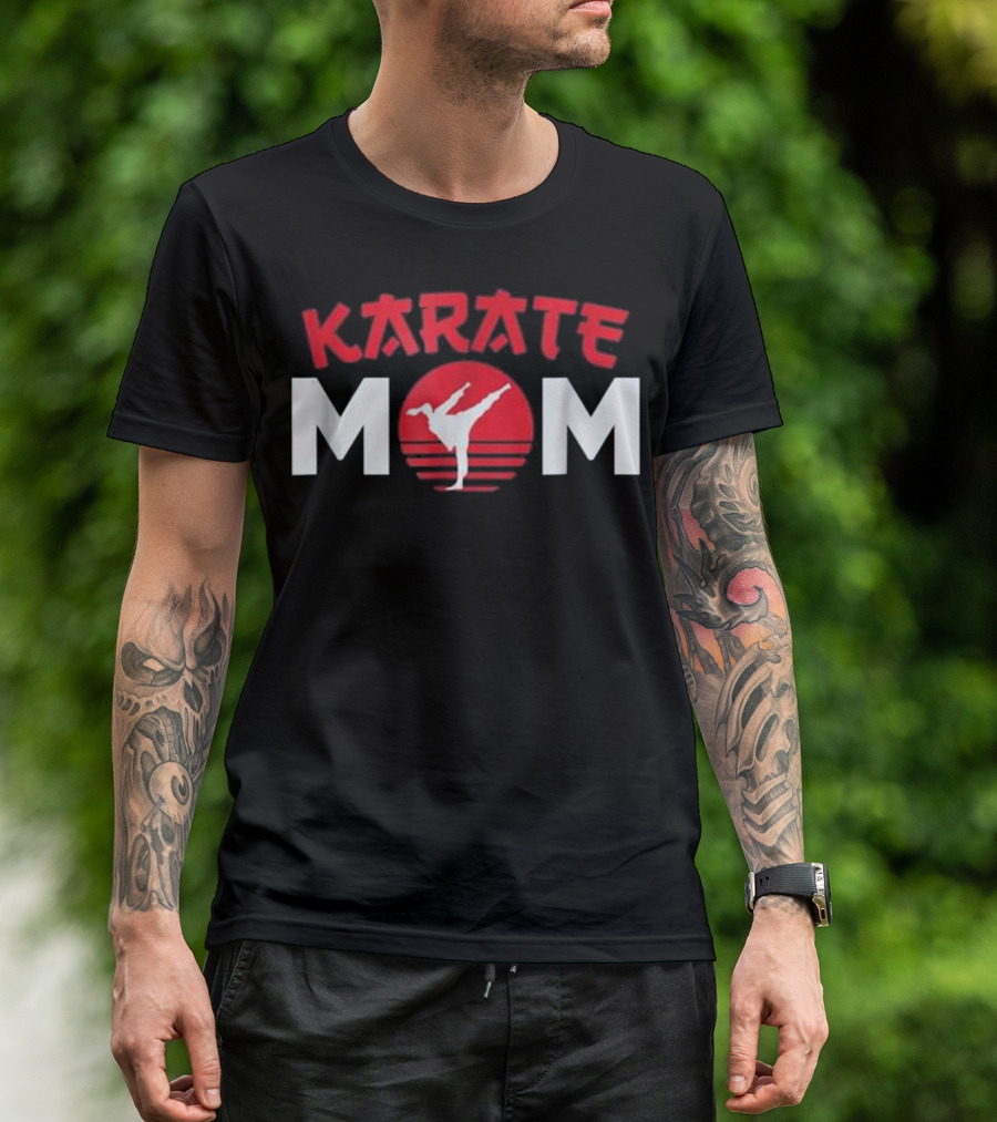 Karate Mom Shotokan Shito Ryu Kick Silhouette Japan Sun T-Shirt