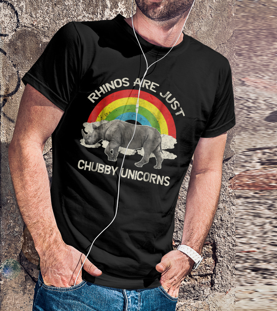 Rhinos Are Just Chubby Unicorns Rainbow T-Shirt