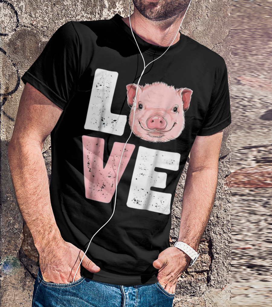 LOVE I Love Pigs Pig Lovers Farming T-Shirt