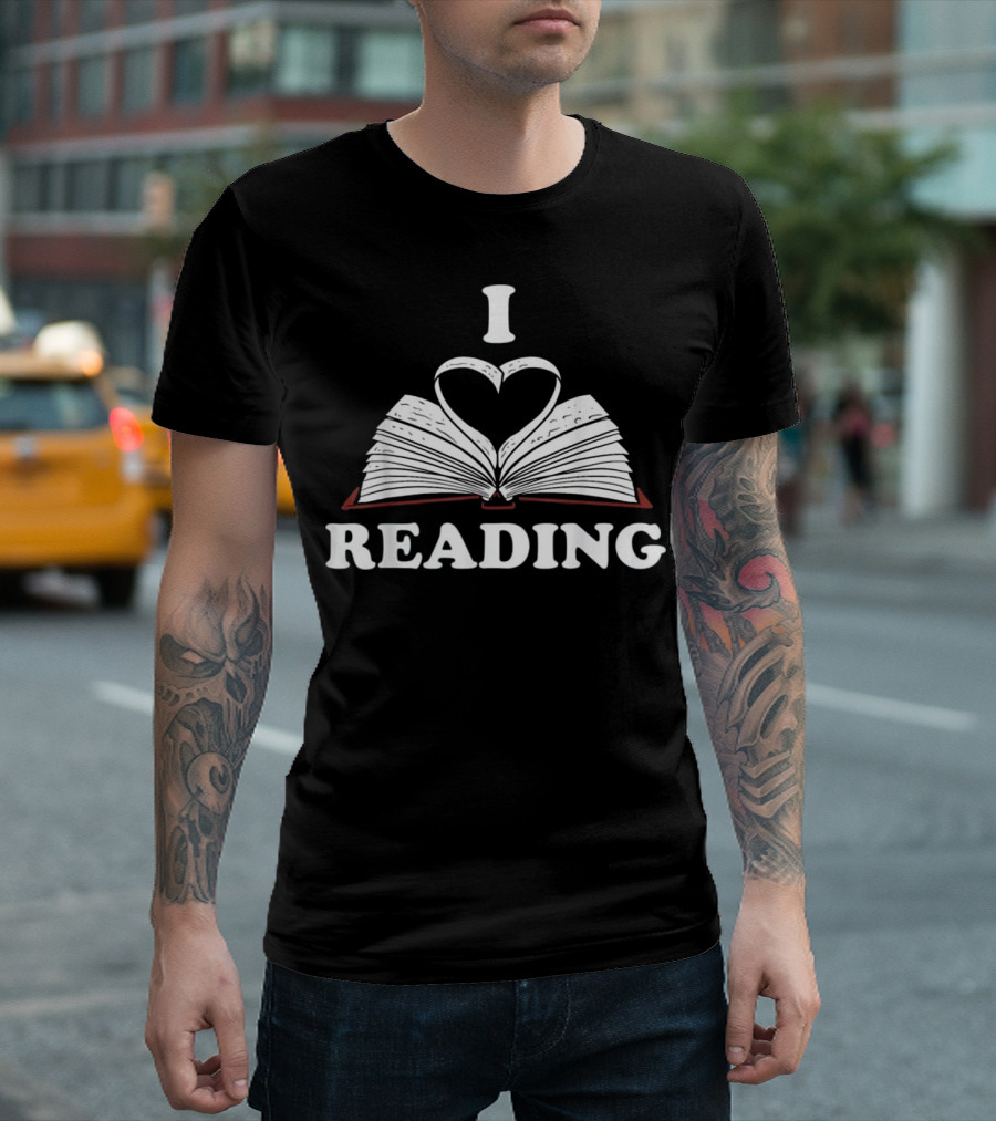 I Love Reading Open Book Heart T-Shirt