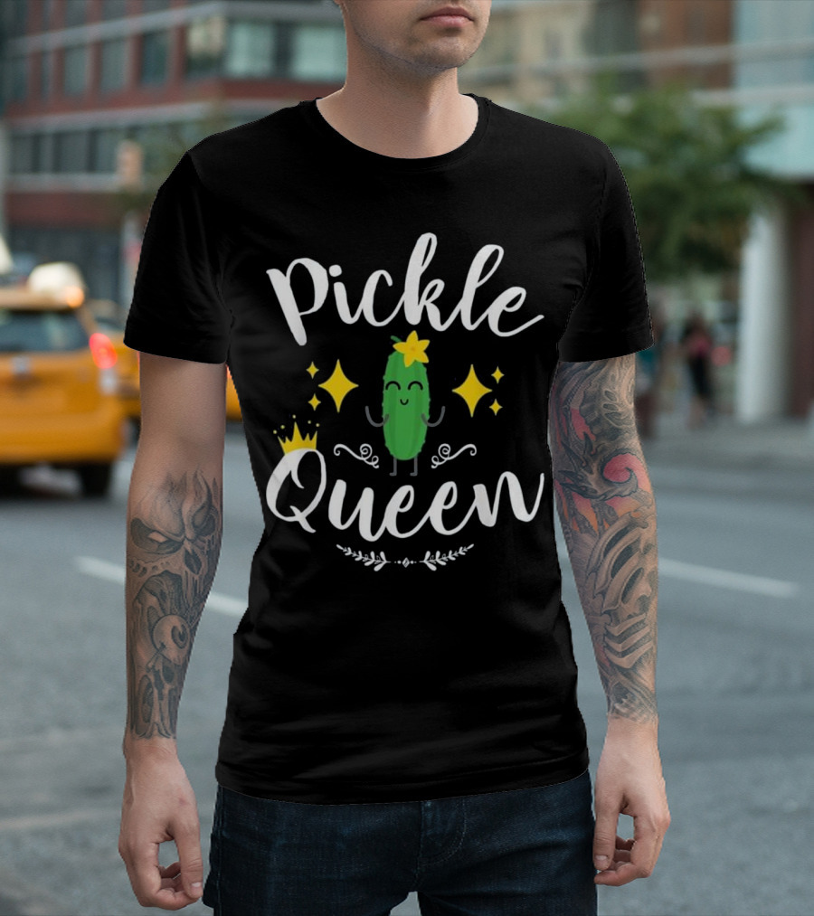 Pickle Queen Women Girl Food Veget Fun Sparkly T-Shirt