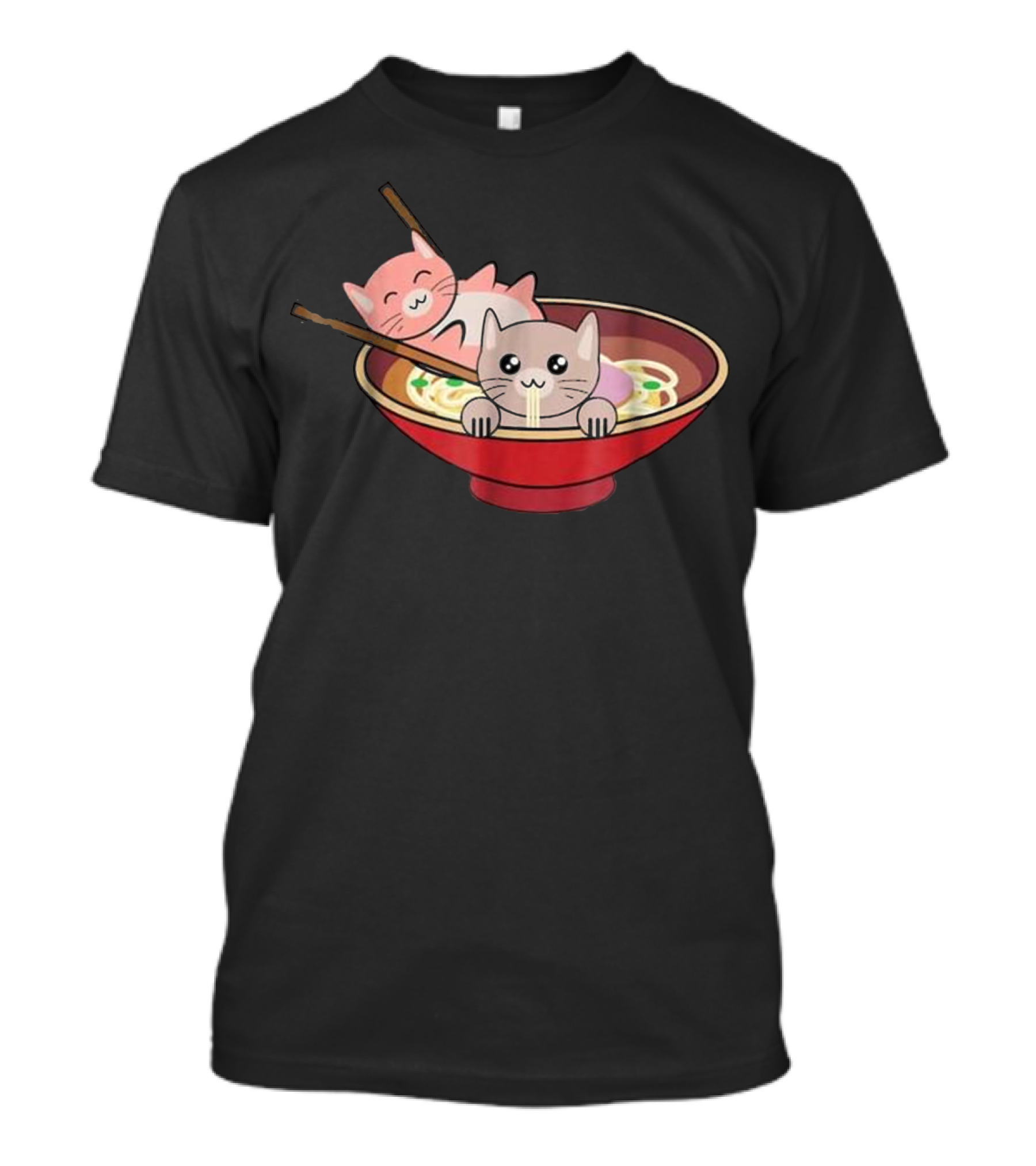 Kawaii Cats Noodles In Ramen Bowl Anime T-Shirt