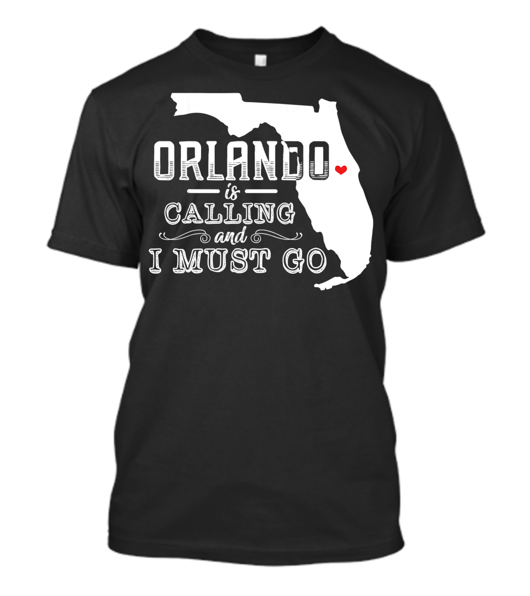 Orlando Is Calling And I Must Go Florida Map With Heart T-Shirt
