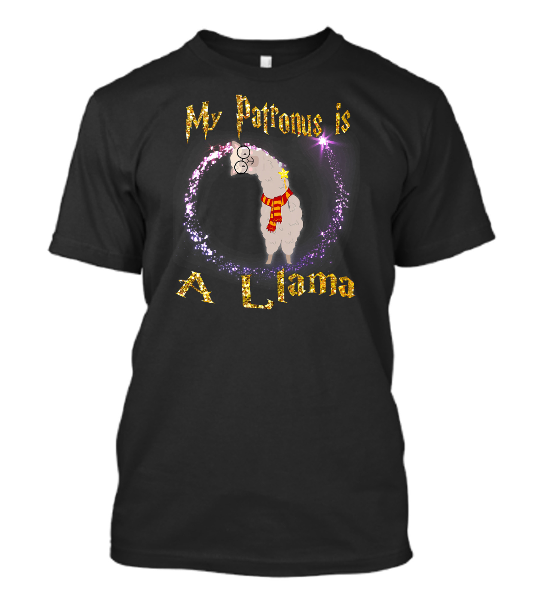 My Patronus Is A Llama With Magic Wand And Scarf T-Shirt