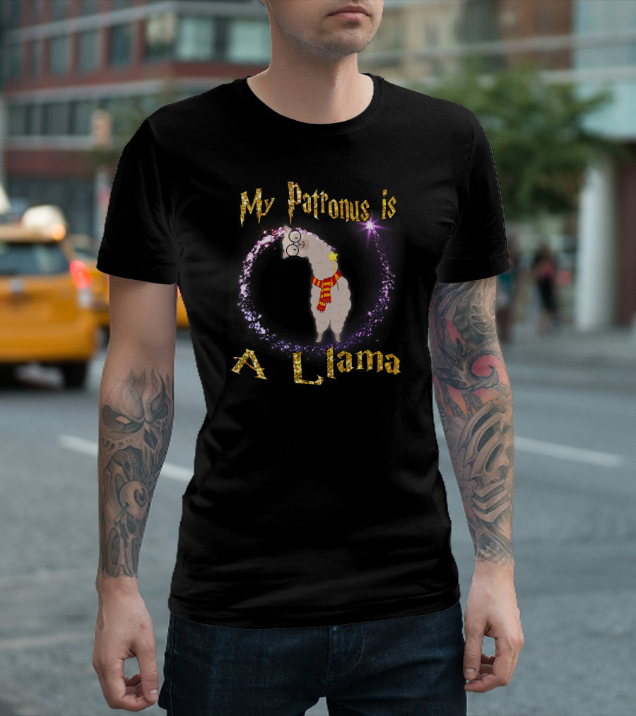 My Patronus Is A Llama With Magic Wand And Scarf T-Shirt