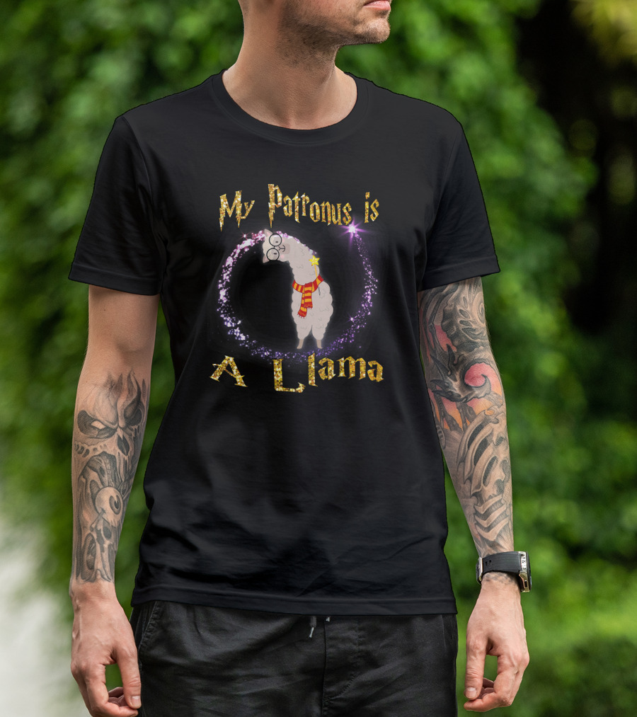 My Patronus Is A Llama With Magic Wand And Scarf T-Shirt