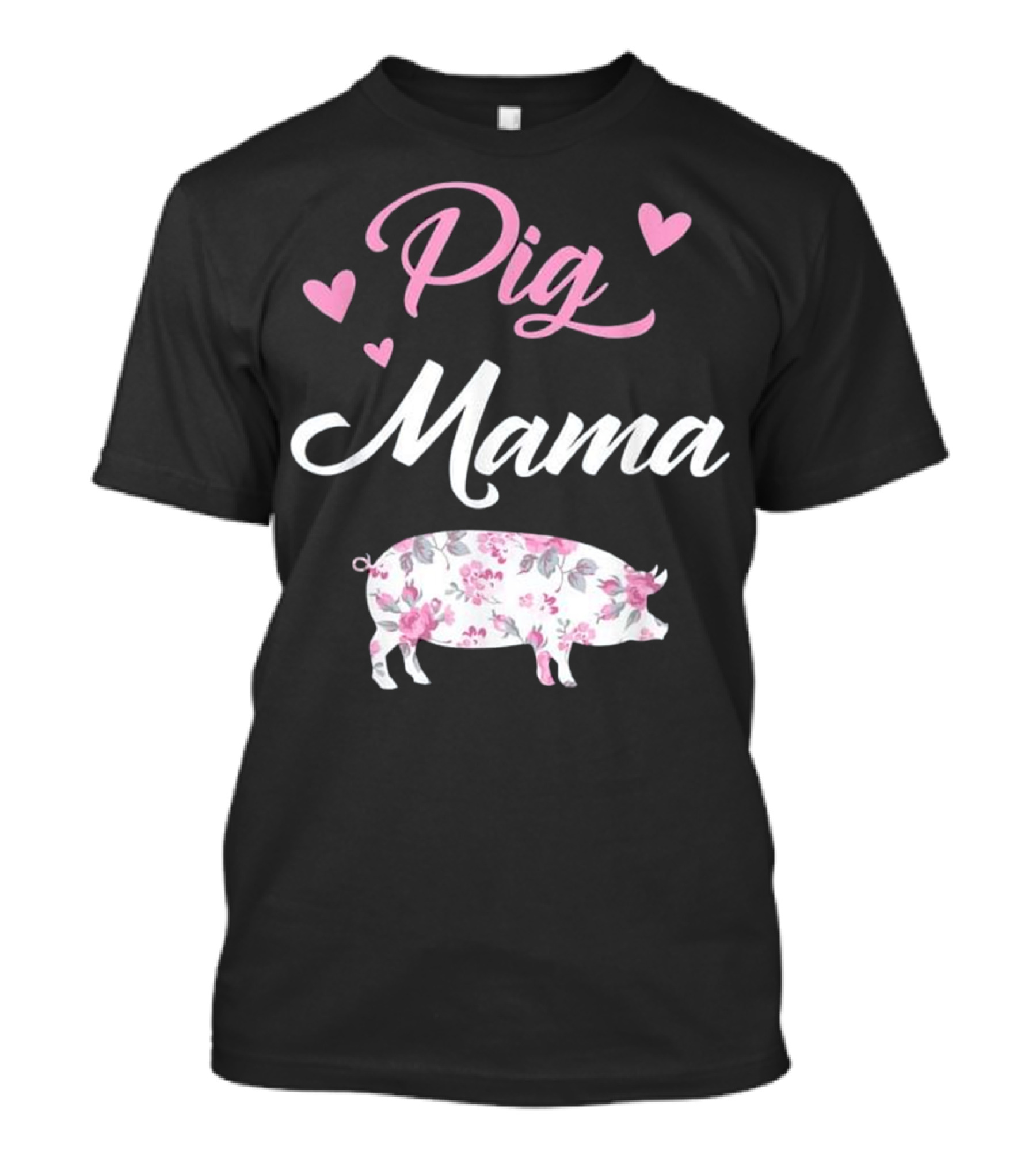 Pig Mama Pig Floral Heart T-Shirt