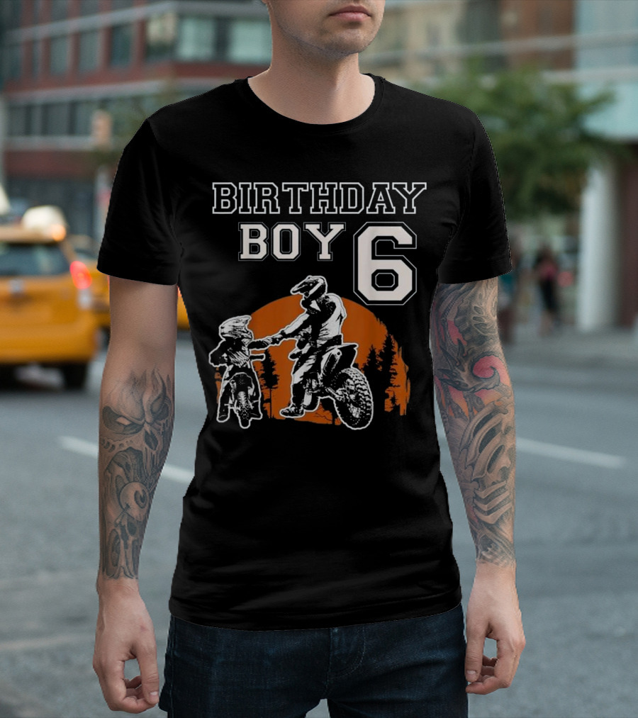 Birthday Boy 6 Dirt Bike Riding Forest Adventure T-Shirt