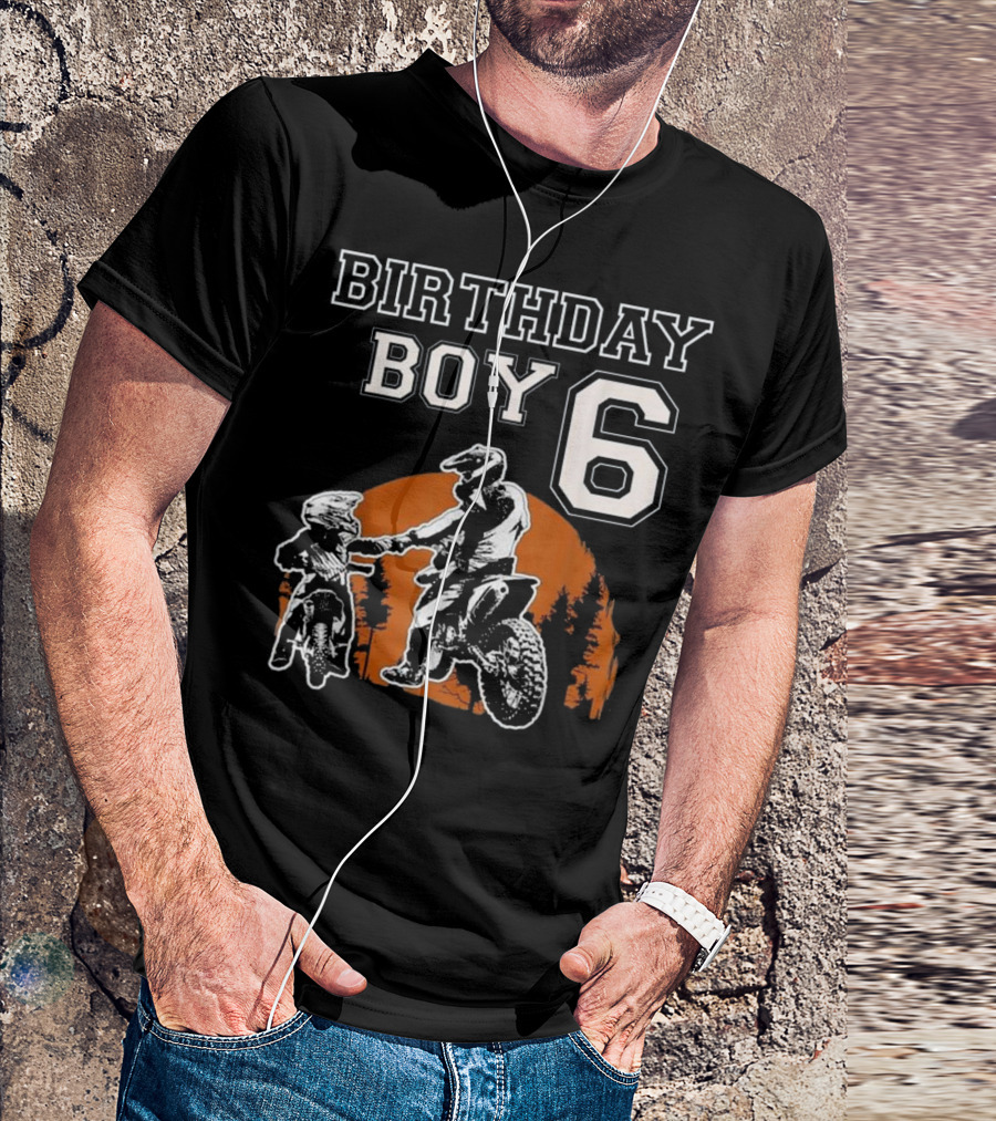 Birthday Boy 6 Dirt Bike Riding Forest Adventure T-Shirt