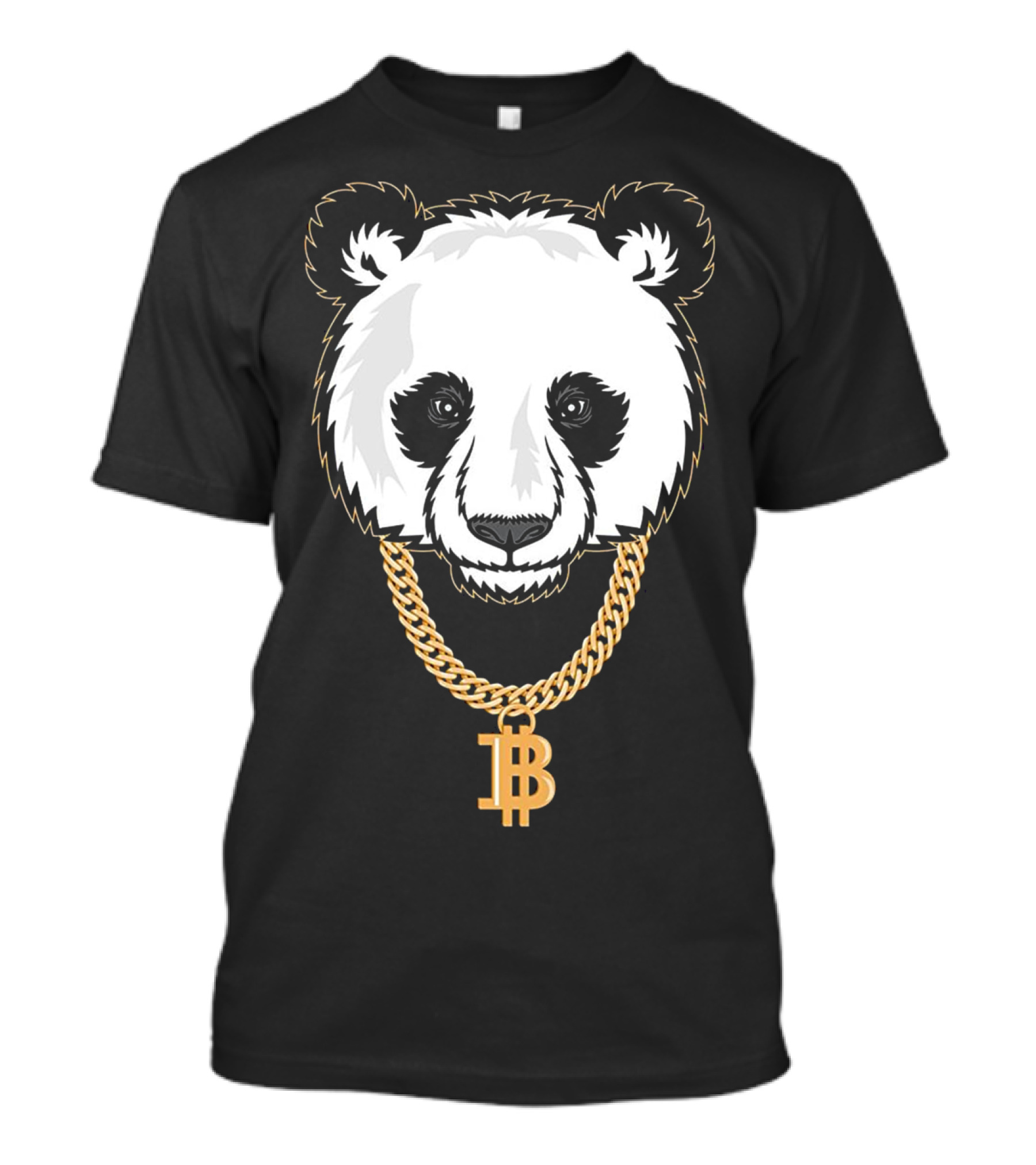 Gangster Panda With Bitcoin Necklace Cryptocurrency Humor T-Shirt